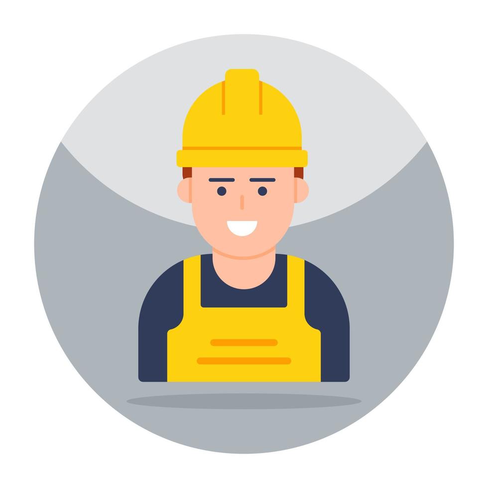 Avatar wearing hard hat, icon of labour vector