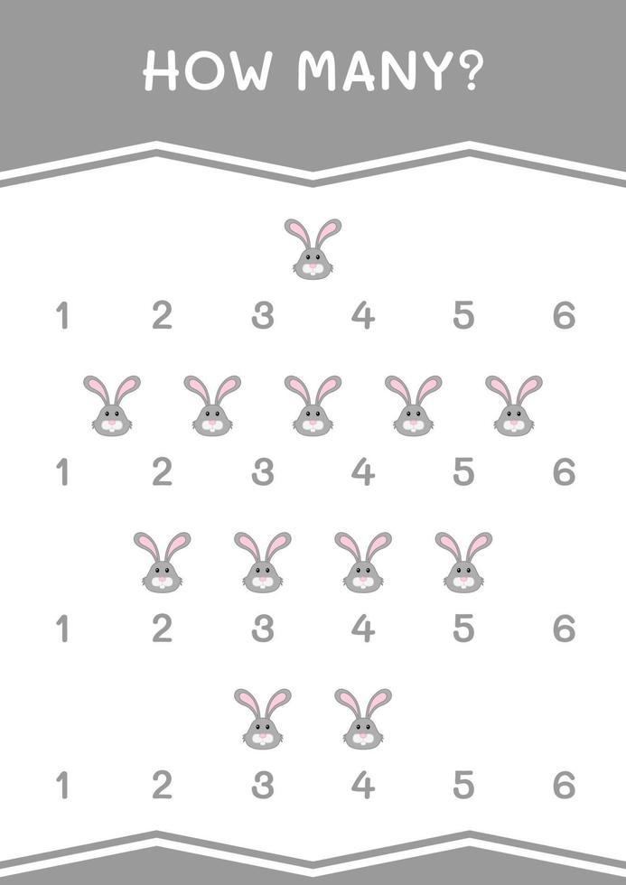 How many of Rabbit, game for children. Vector illustration, printable worksheet