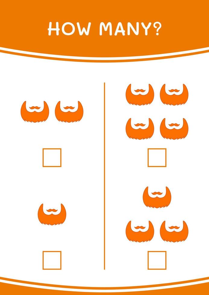 How many of Leprechaun beard, game for children. Vector illustration, printable worksheet