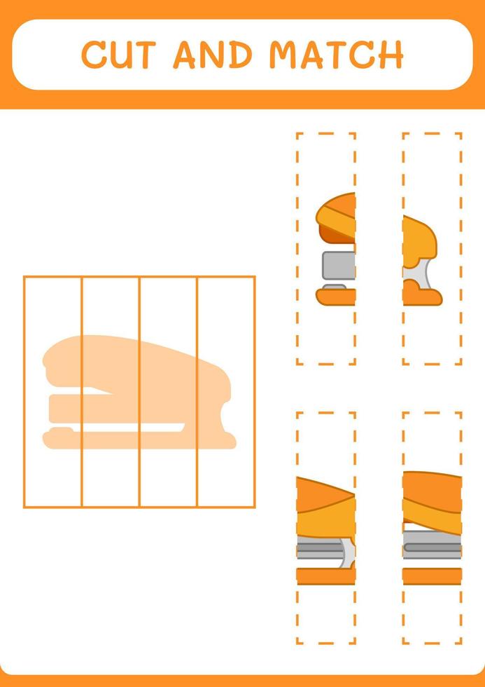 cortar y combinar partes de grapadora, juego para niños. ilustración vectorial, hoja de cálculo imprimible vector