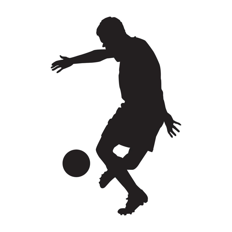 Silhouette of male soccer player dribbling and juggling vector