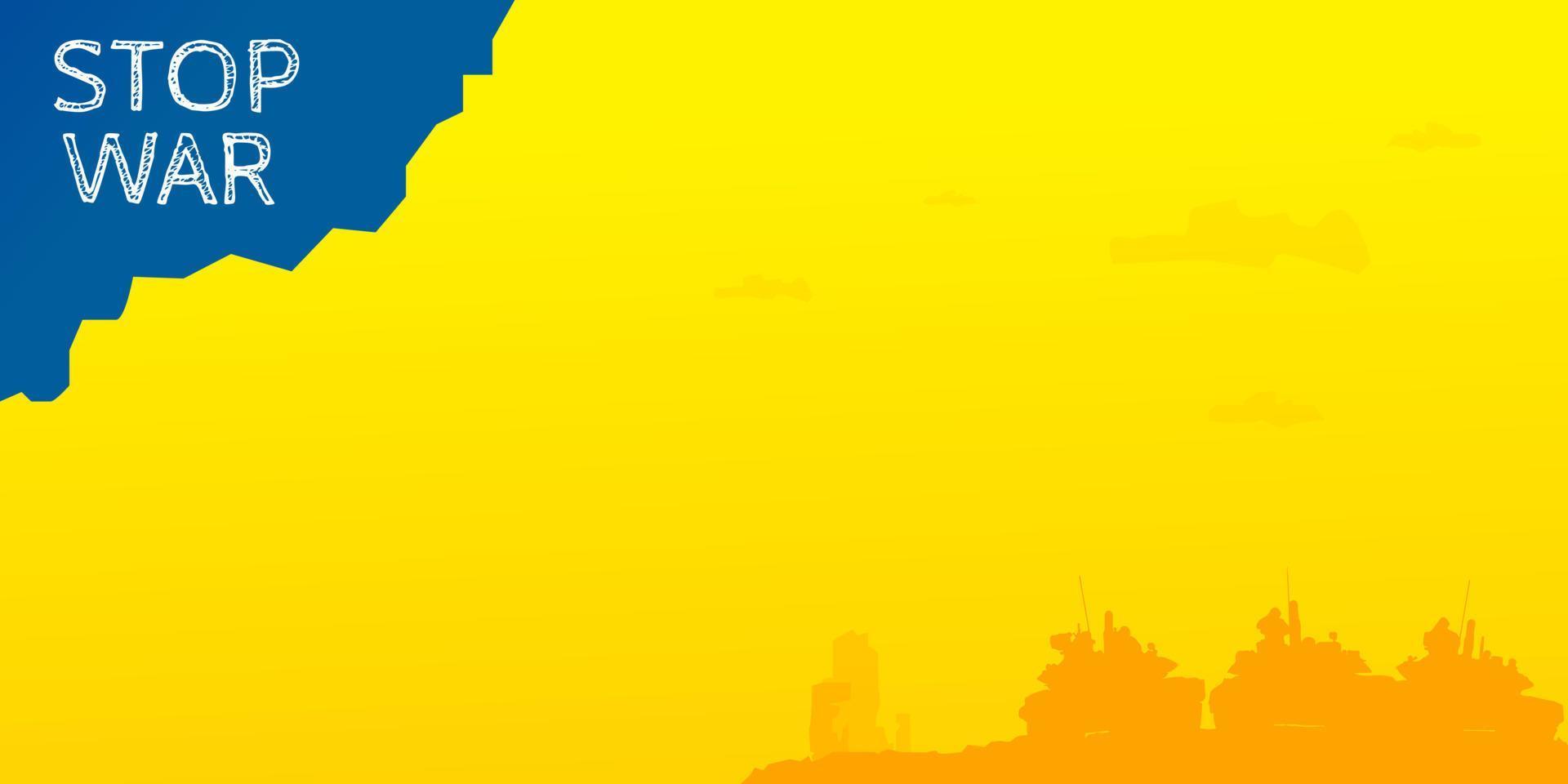 detener la guerra conflicto ucrania rusia guerra ucrania rusa ilustración vectorial en azul y amarillo simple vector