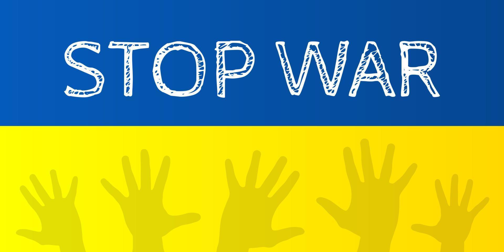 Vector illustration of stop the war ukraine russia in blue and yellow color