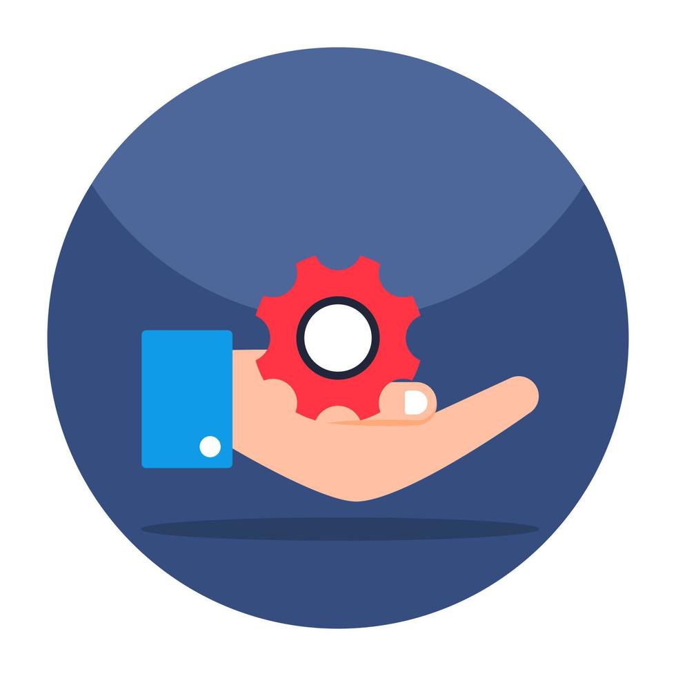 Gear on hand showcasing support Icon vector