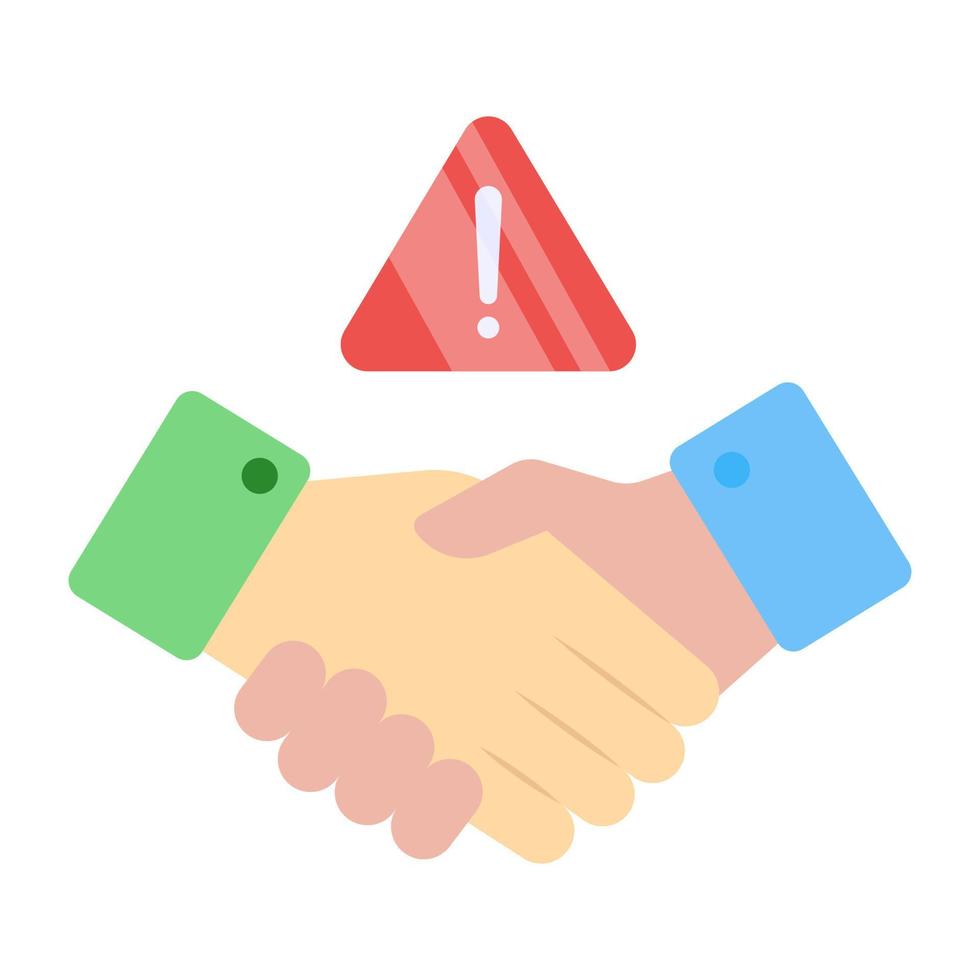 Conceptual flat design icon of handshake risk vector
