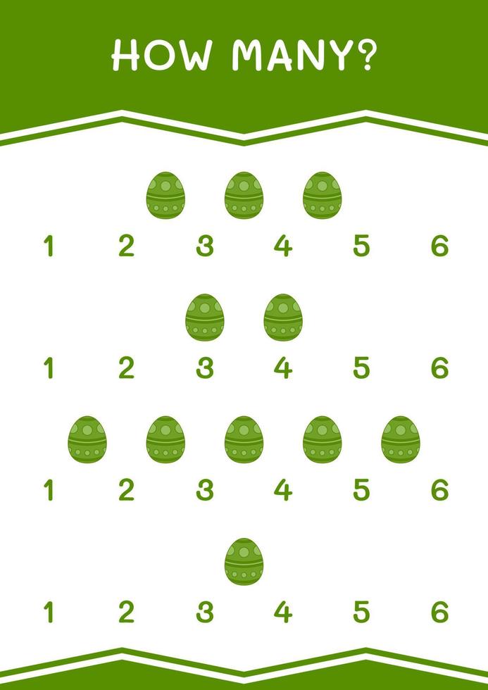 How many of Easter egg, game for children. Vector illustration, printable worksheet