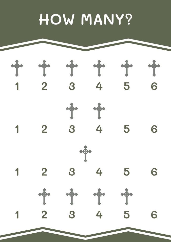 How many of Christian cross, game for children. Vector illustration, printable worksheet