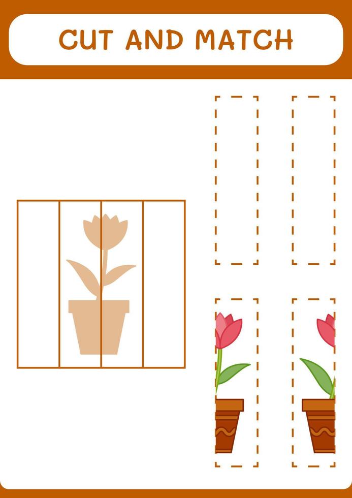 Cut and match parts of Flower, game for children. Vector illustration ...