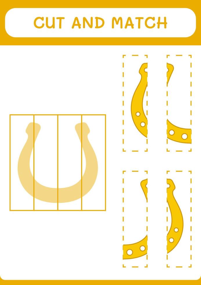 Cut and match parts of Horseshoe, game for children. Vector illustration, printable worksheet