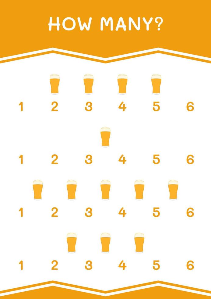 How many of Beer, game for children. Vector illustration, printable worksheet