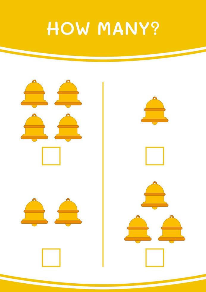 How many of Bell, game for children. Vector illustration, printable worksheet