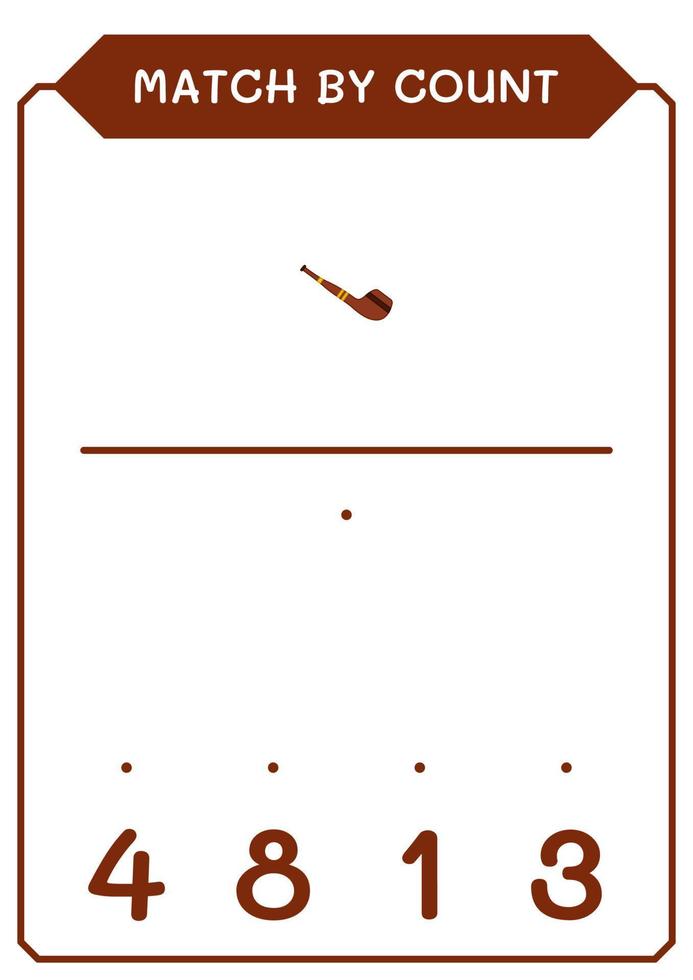 Match by count of Smoking pipe, game for children. Vector illustration, printable worksheet