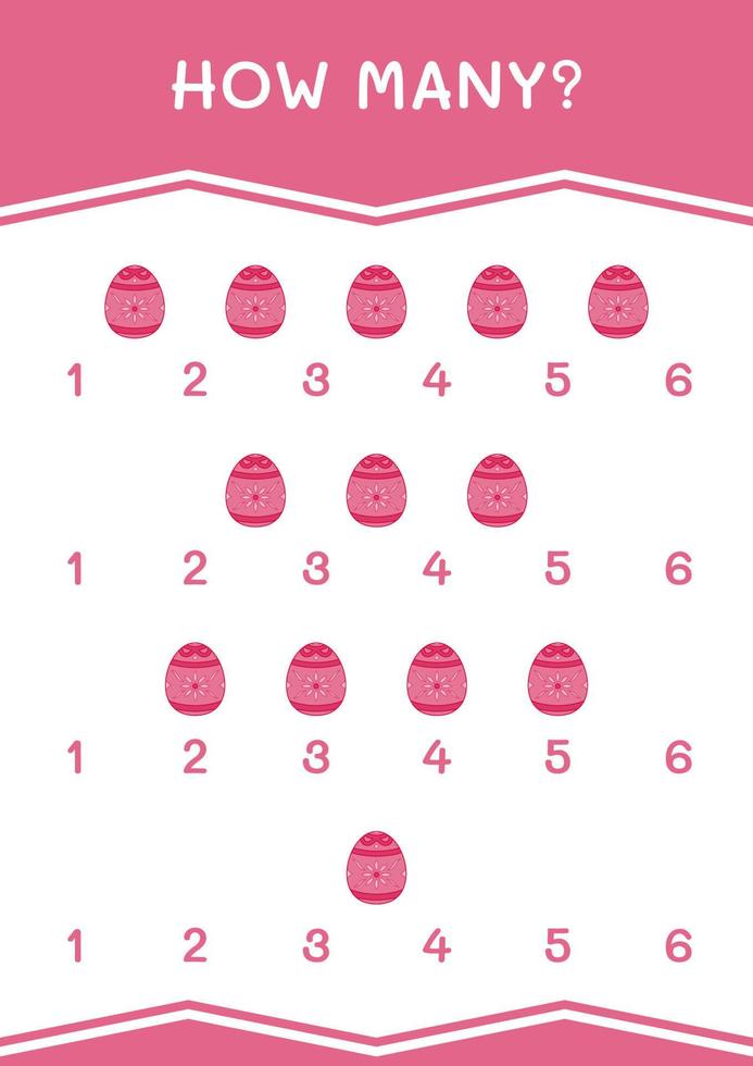 How many of Easter egg, game for children. Vector illustration, printable worksheet