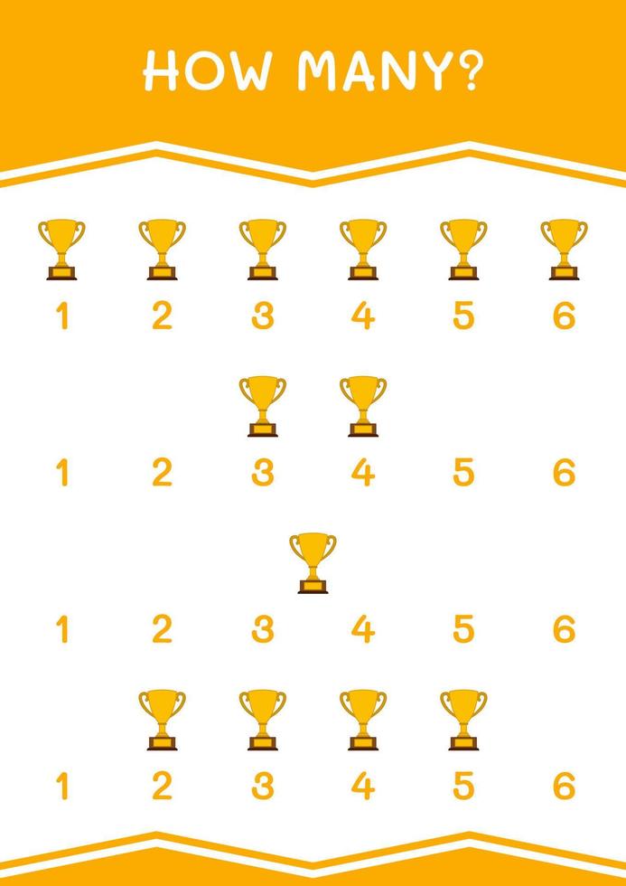 How many of Trophy, game for children. Vector illustration, printable worksheet