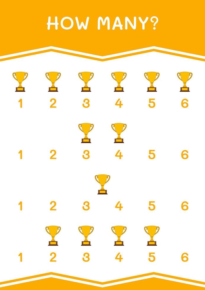 How many of Trophy, game for children. Vector illustration, printable worksheet