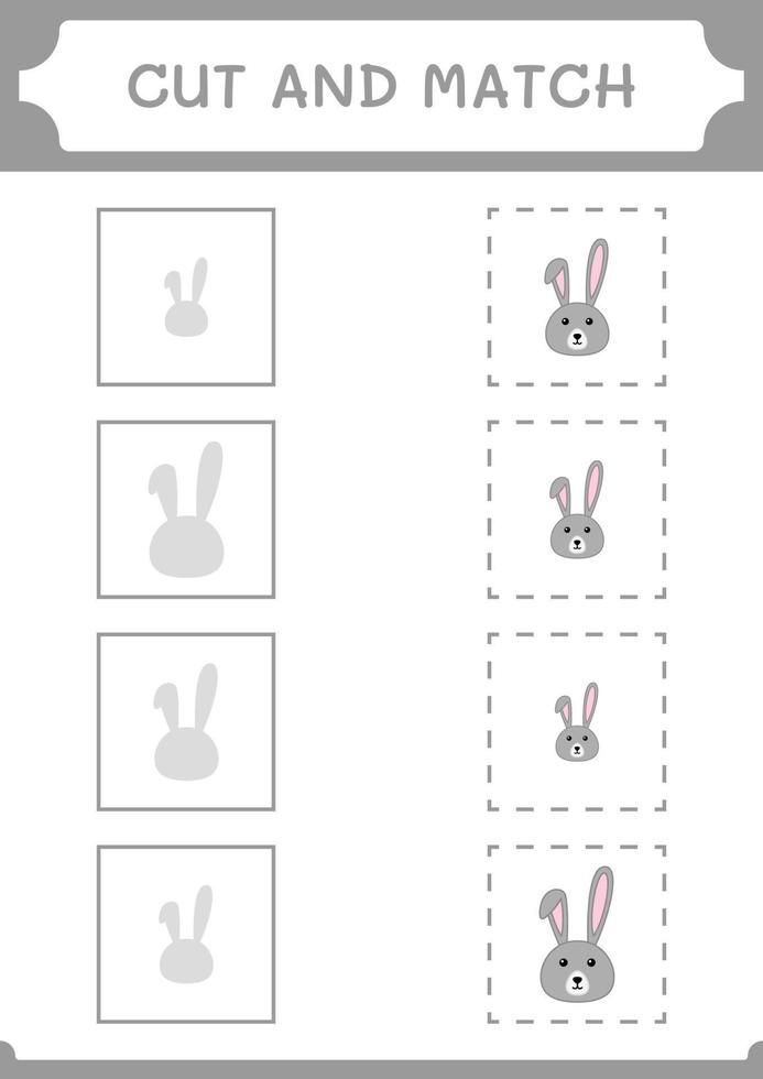 Cut and match parts of Rabbit, game for children. Vector illustration, printable worksheet