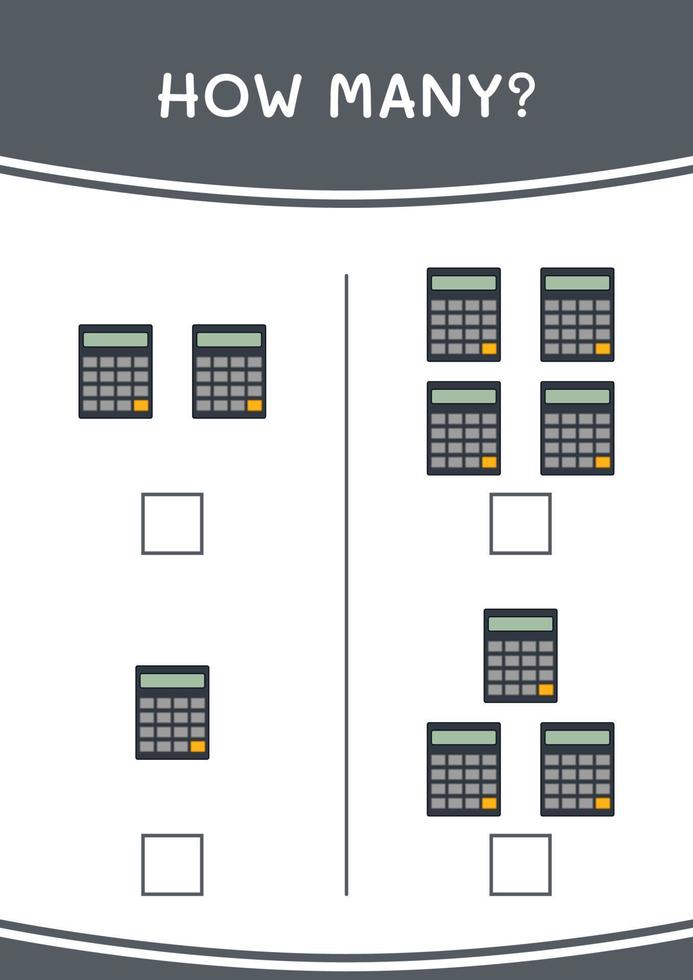 How many of Calculator, game for children. Vector illustration, printable worksheet