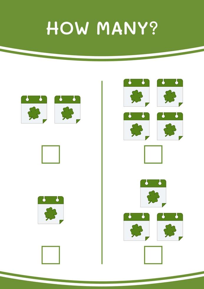 How many of Calender, game for children. Vector illustration, printable worksheet
