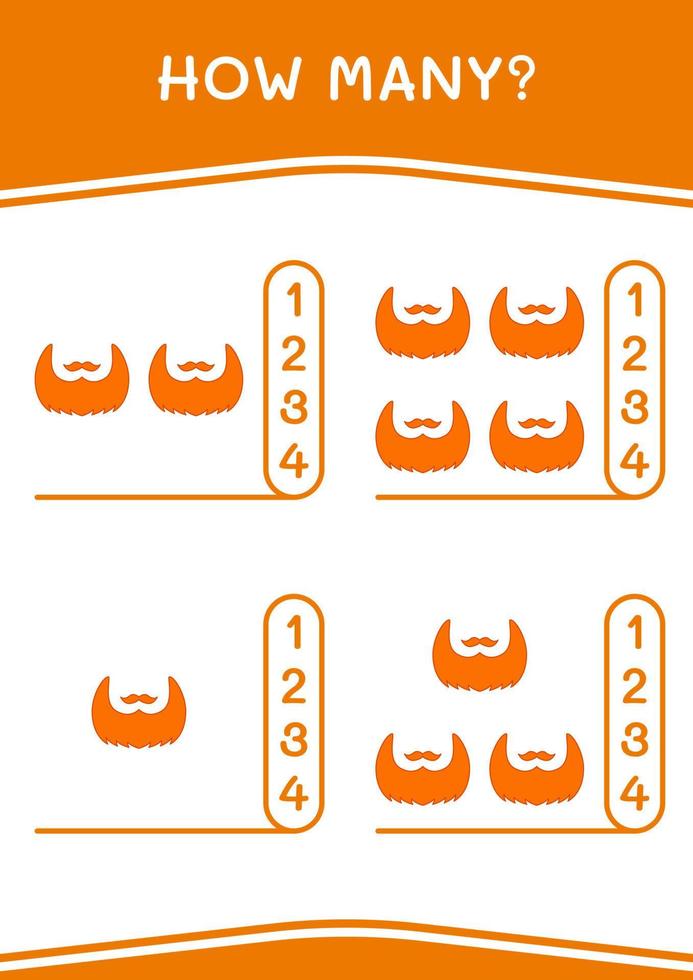 How many of Leprechaun beard, game for children. Vector illustration, printable worksheet