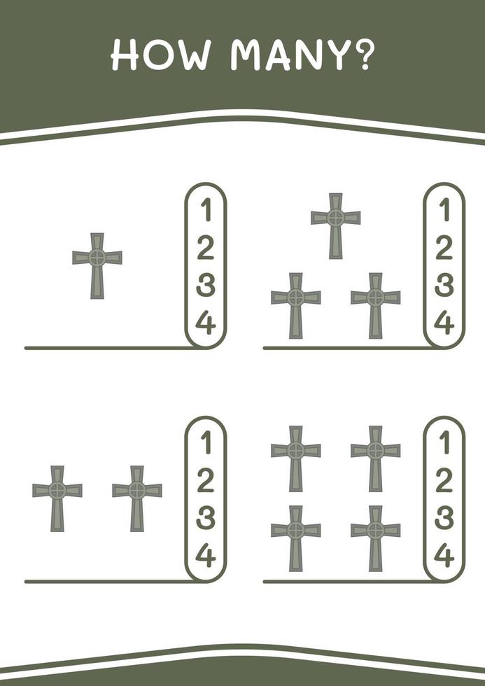 How many of Christian cross, game for children. Vector illustration, printable worksheet