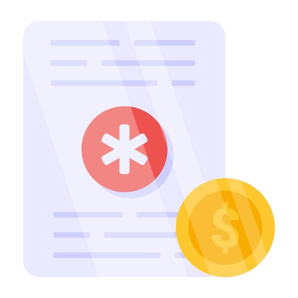 Trendy design icon of medical bill vector