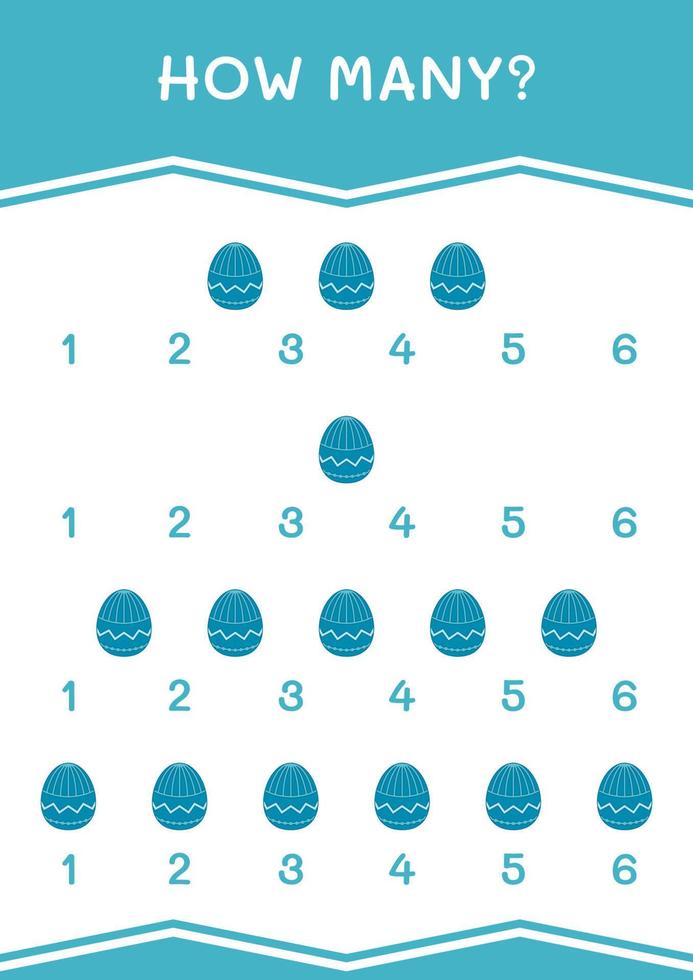 How many of Easter egg, game for children. Vector illustration, printable worksheet