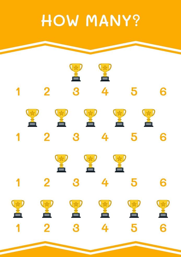 How many of Trophy, game for children. Vector illustration, printable worksheet