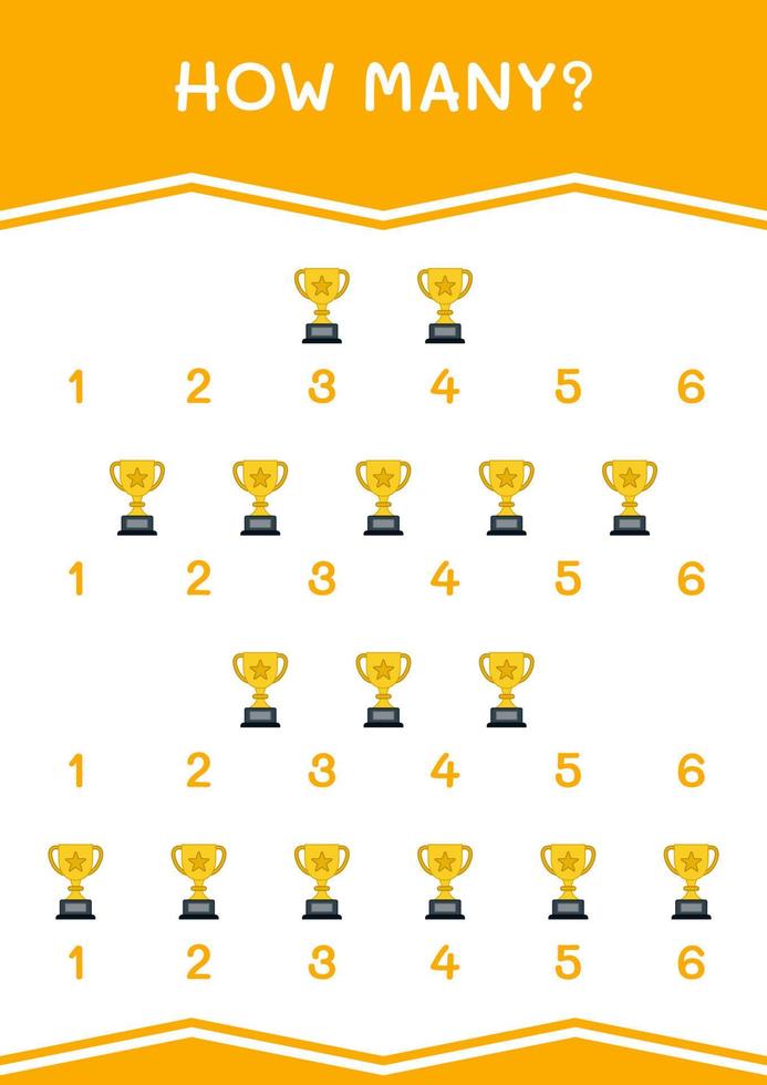 How many of Trophy, game for children. Vector illustration, printable worksheet