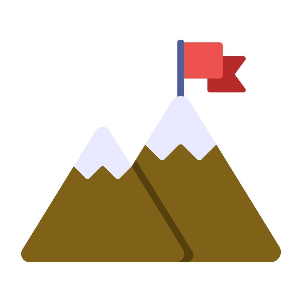 Flag on mountains showcasing missing accomplished concept icon vector