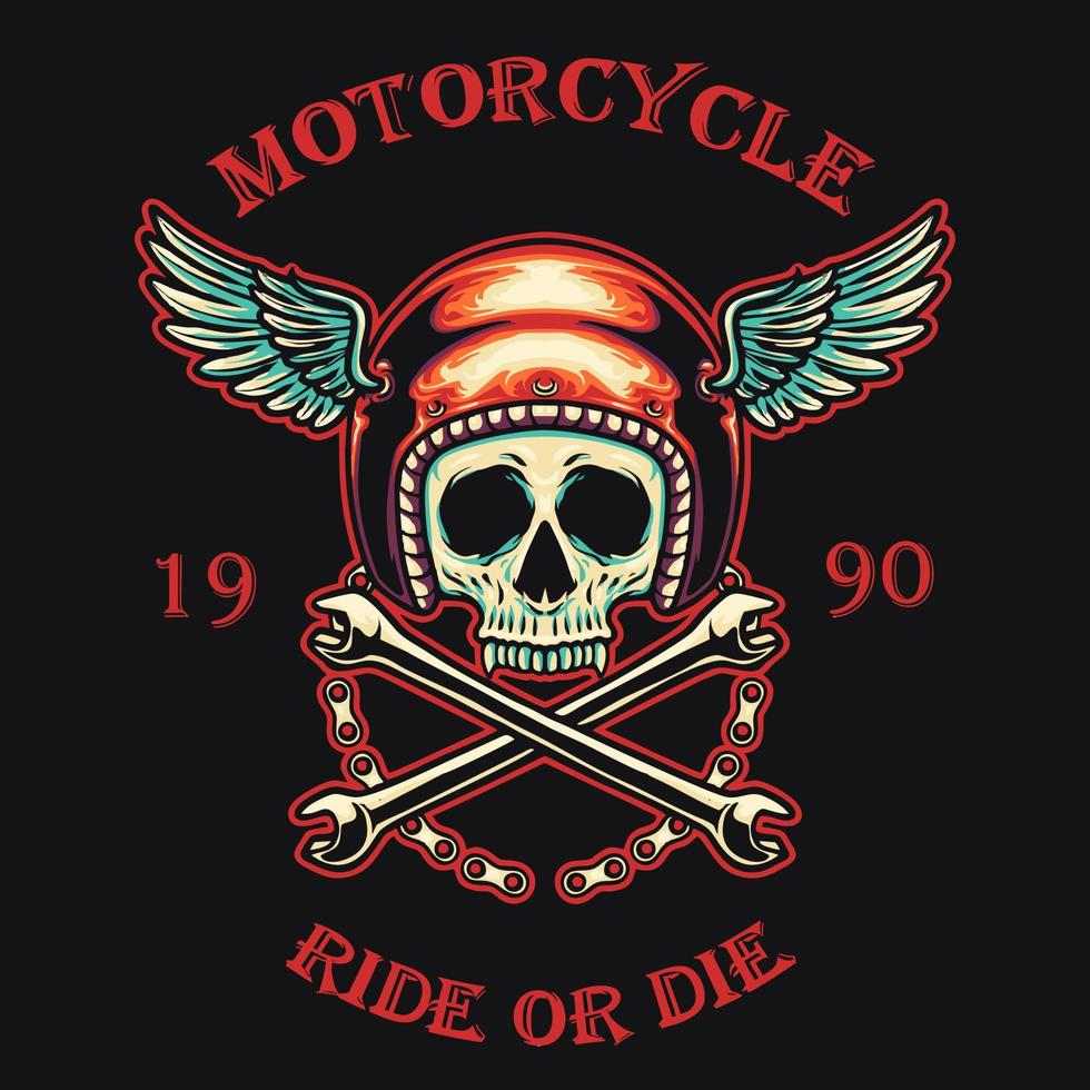 Skull Helmet Motorcycle Vector Illustration Logo Design