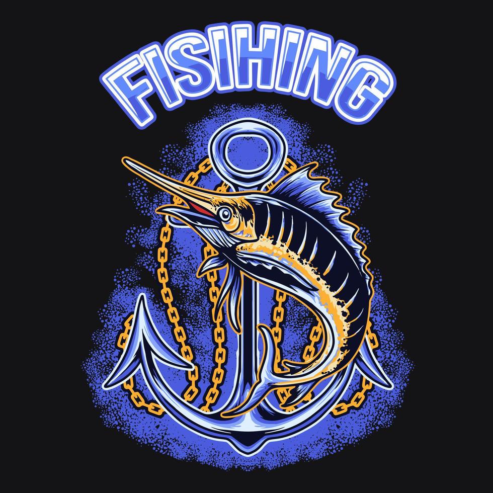 Marlin Fishing Summer Vector Illustration