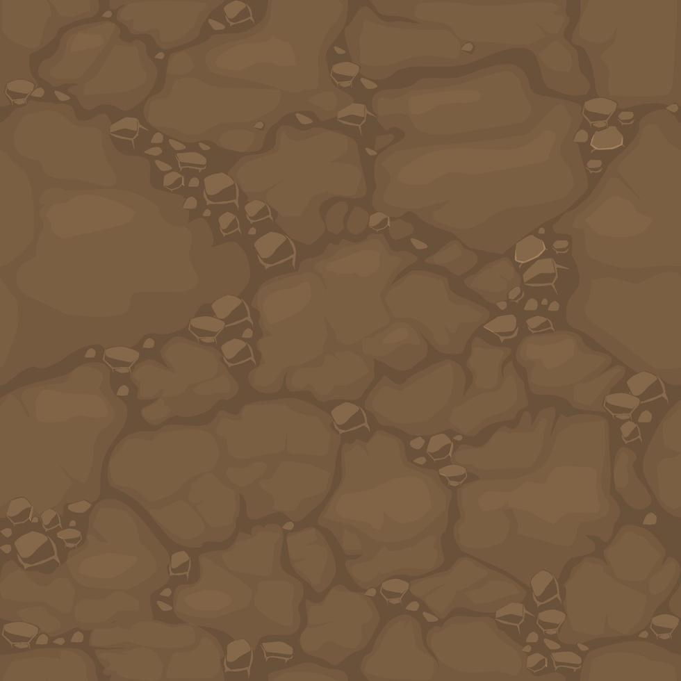 suelo de patrones sin fisuras con piedras, textura de suelo marrón para papel pintado. fondo de tierra de fondo de ilustración vectorial para juego de diseño gráfico. vector