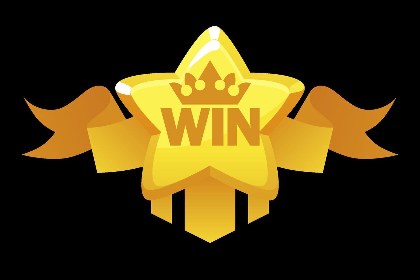 Winner gold star with award ribbon, app banner for ui game. Vector illustration simple golden star icon for graphic design, prize for champion.