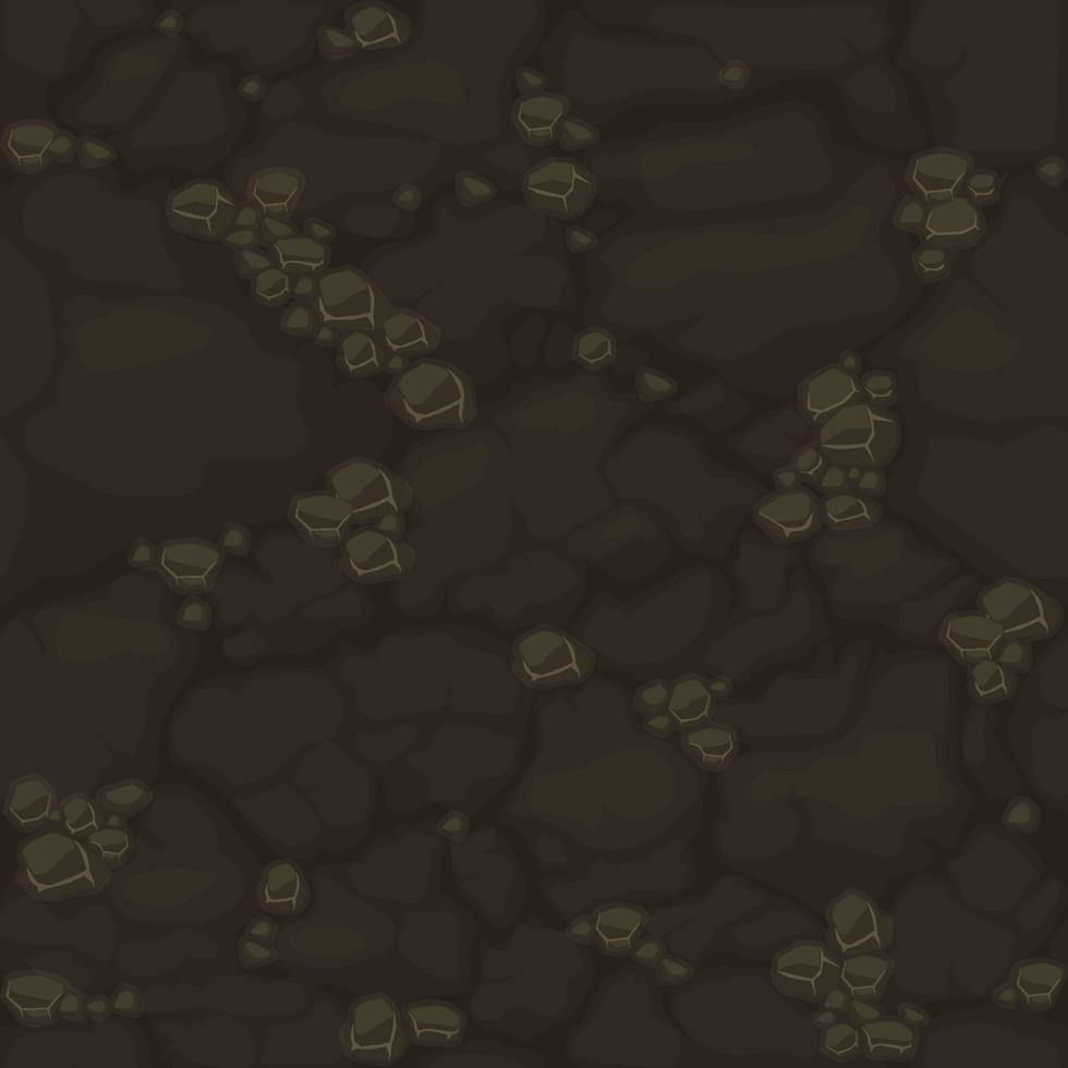 Ground seamless pattern, brown dirt soil texture for game ui. Vector illustration background backdrop organic land for wallpaper.