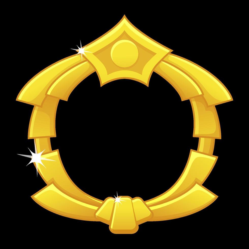Gold game frame award, blank avatar round template for game ui. vector
