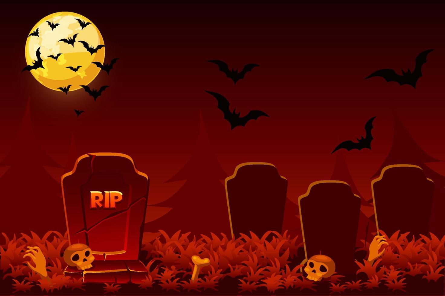 fondo de noche de halloween, cementerio nocturno.eps vector