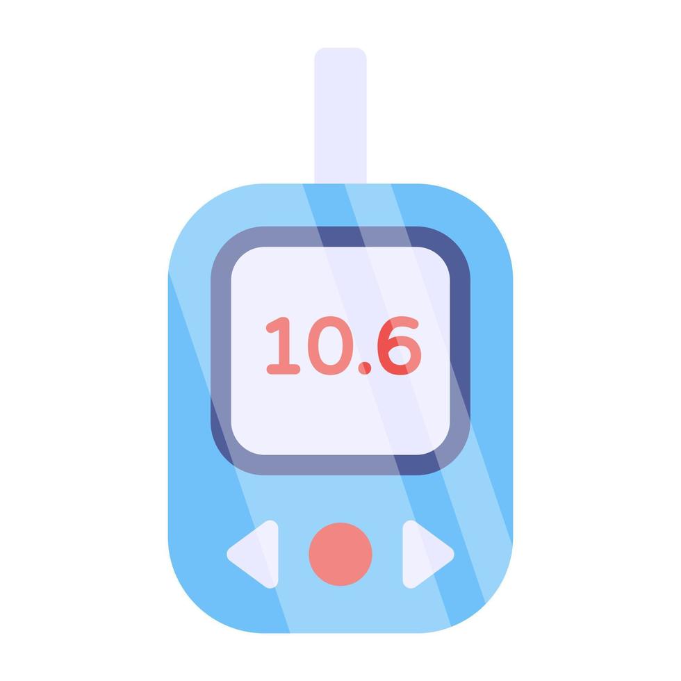 Sugar test machine icon, flat design of glucometer vector