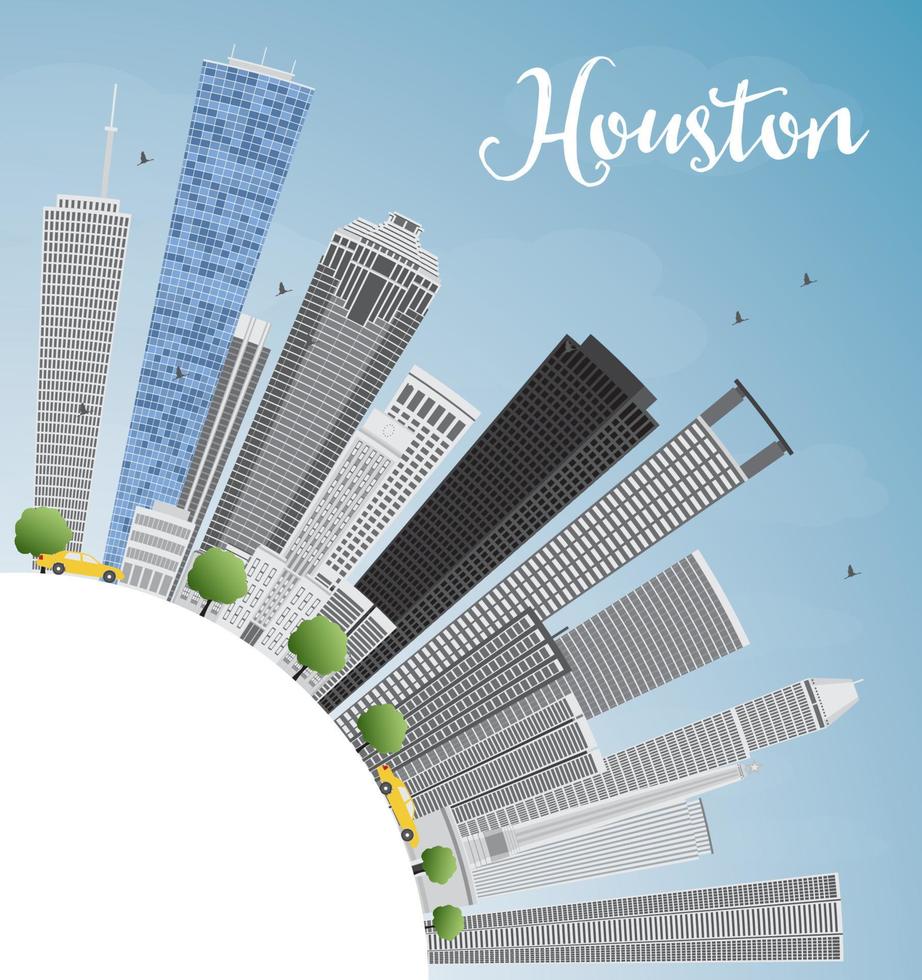 Houston Skyline with Gray Buildings and Blue Sky. vector