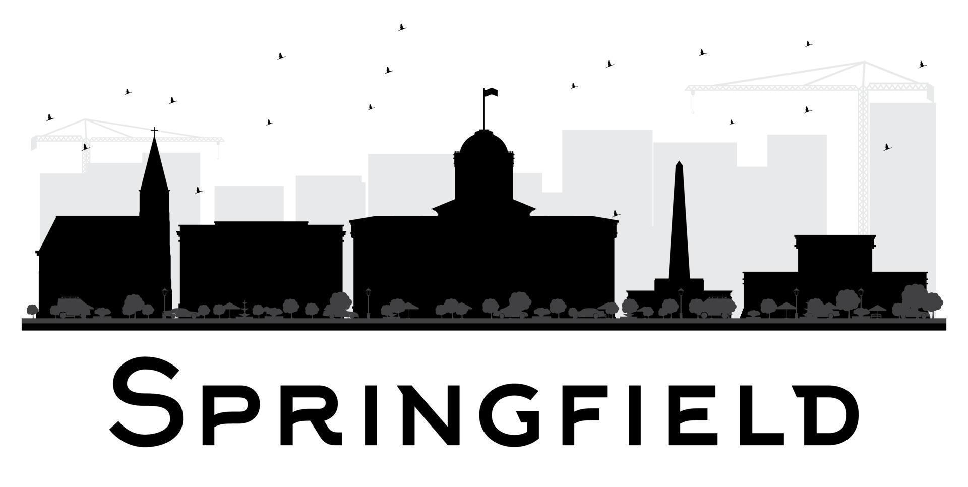 Springfield City skyline black and white silhouette. vector