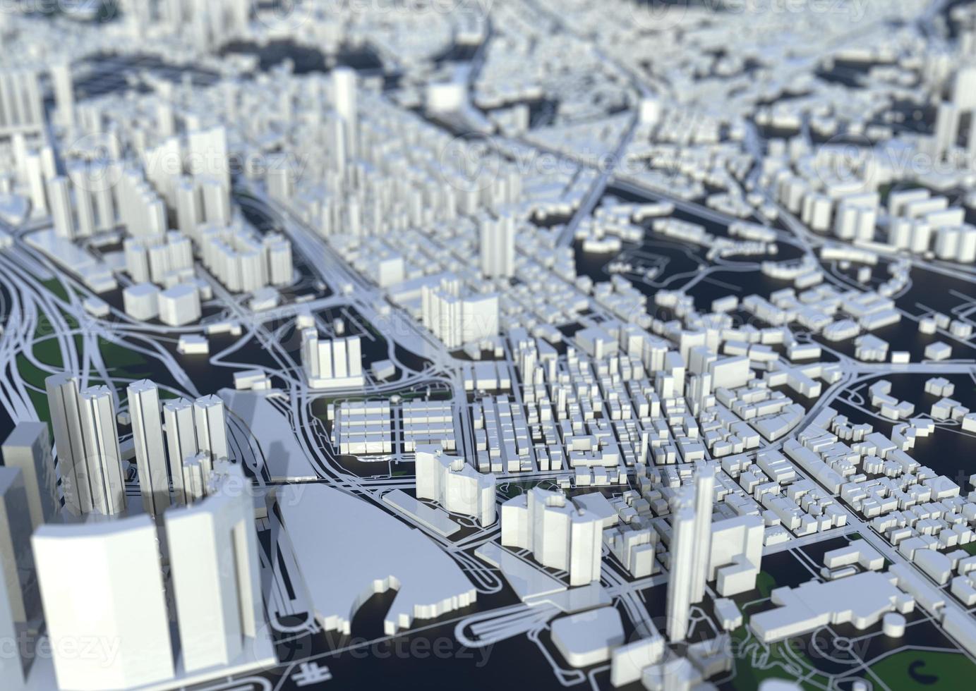 big city top view. illustration in casual graphic design. fragment hong kong 3d render photo