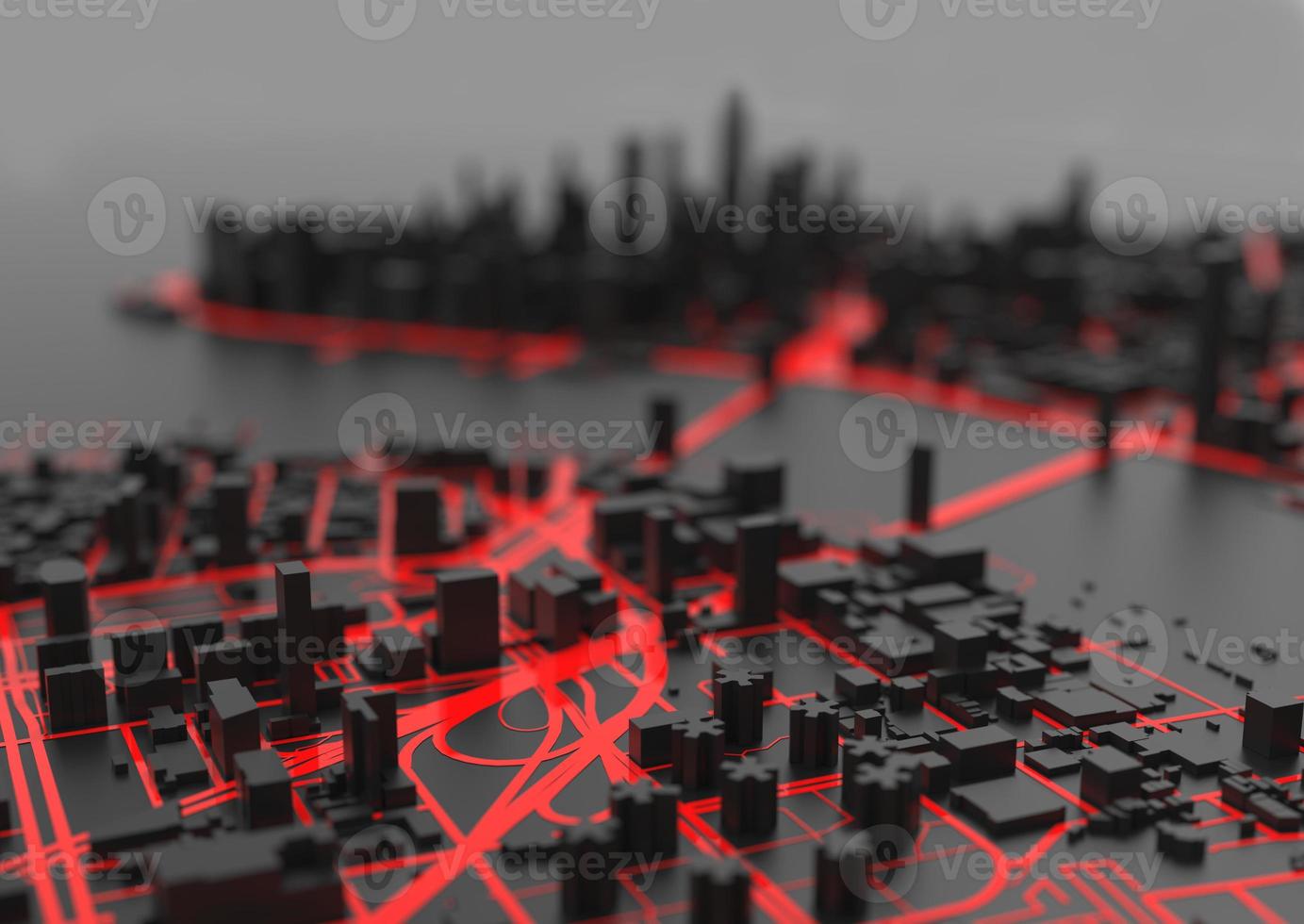 big city top view. illustration in casual graphic design. fragment hong kong 3d render photo