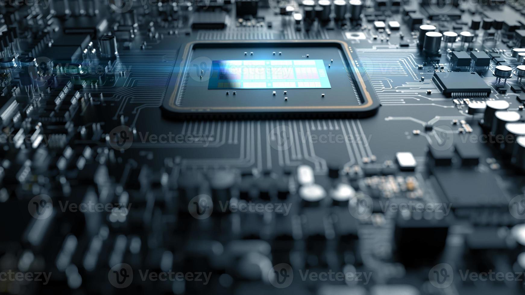 a fragment of computer hardware components. powerful cpu on a chip photo