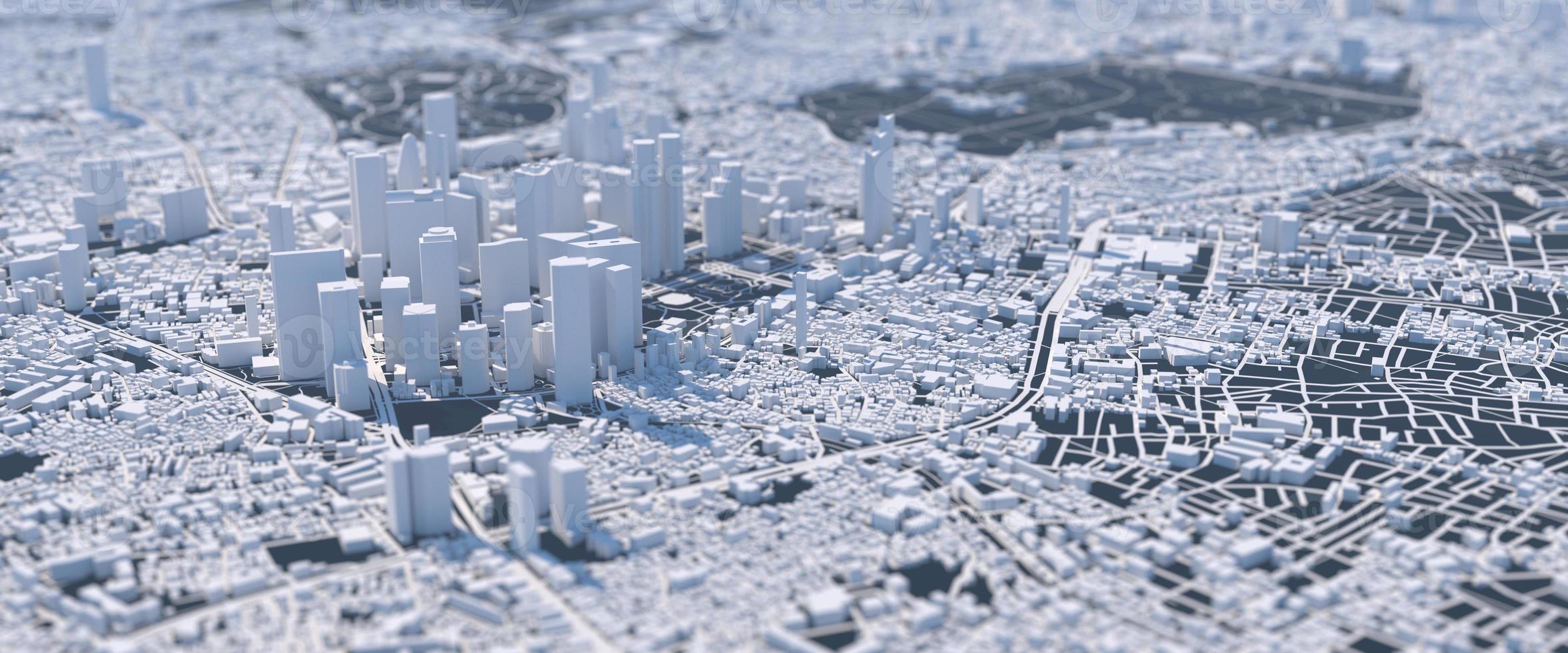 gran ciudad del futuro ilustración con perspectiva distorsionada foto