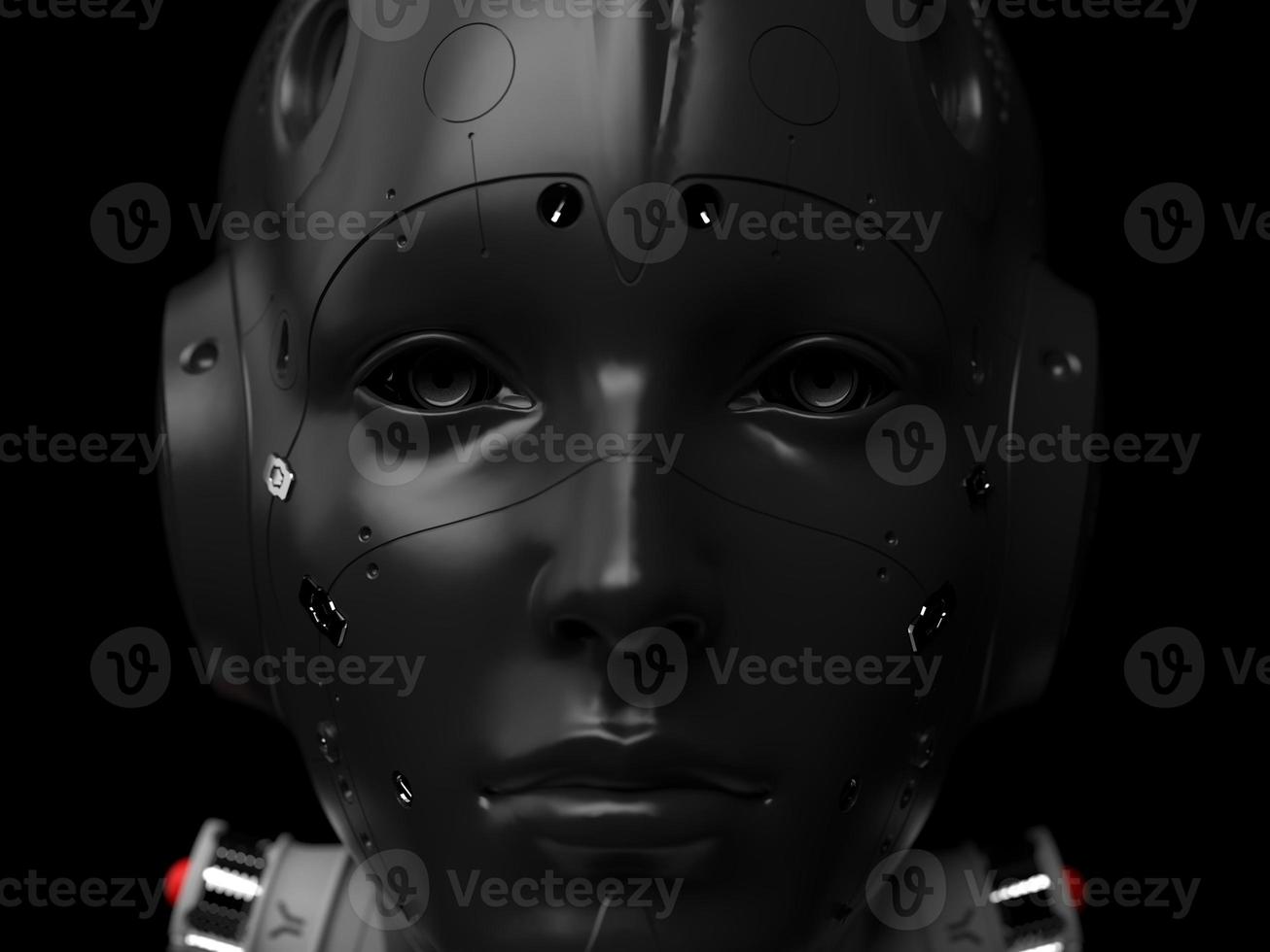 robot woman. close-up portrait. abstraction on the topic of technology and games. 3d illustration photo