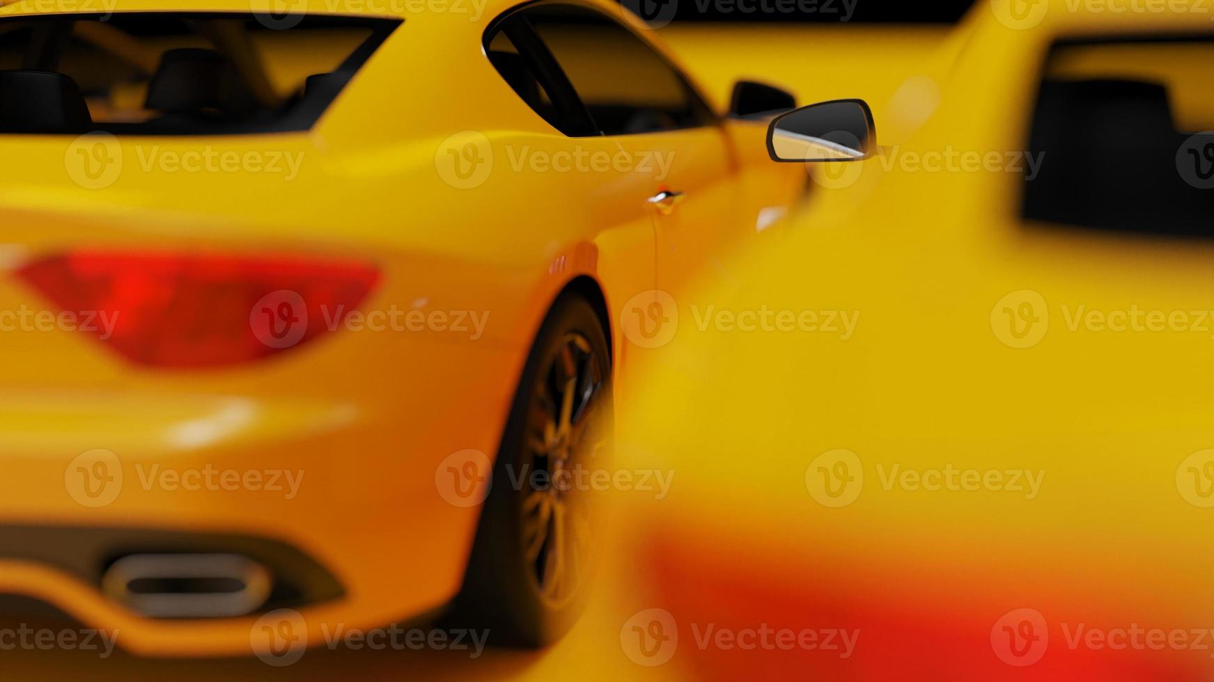 auto yellow. 3d illustration of fragments of vehicles on a white background. photo