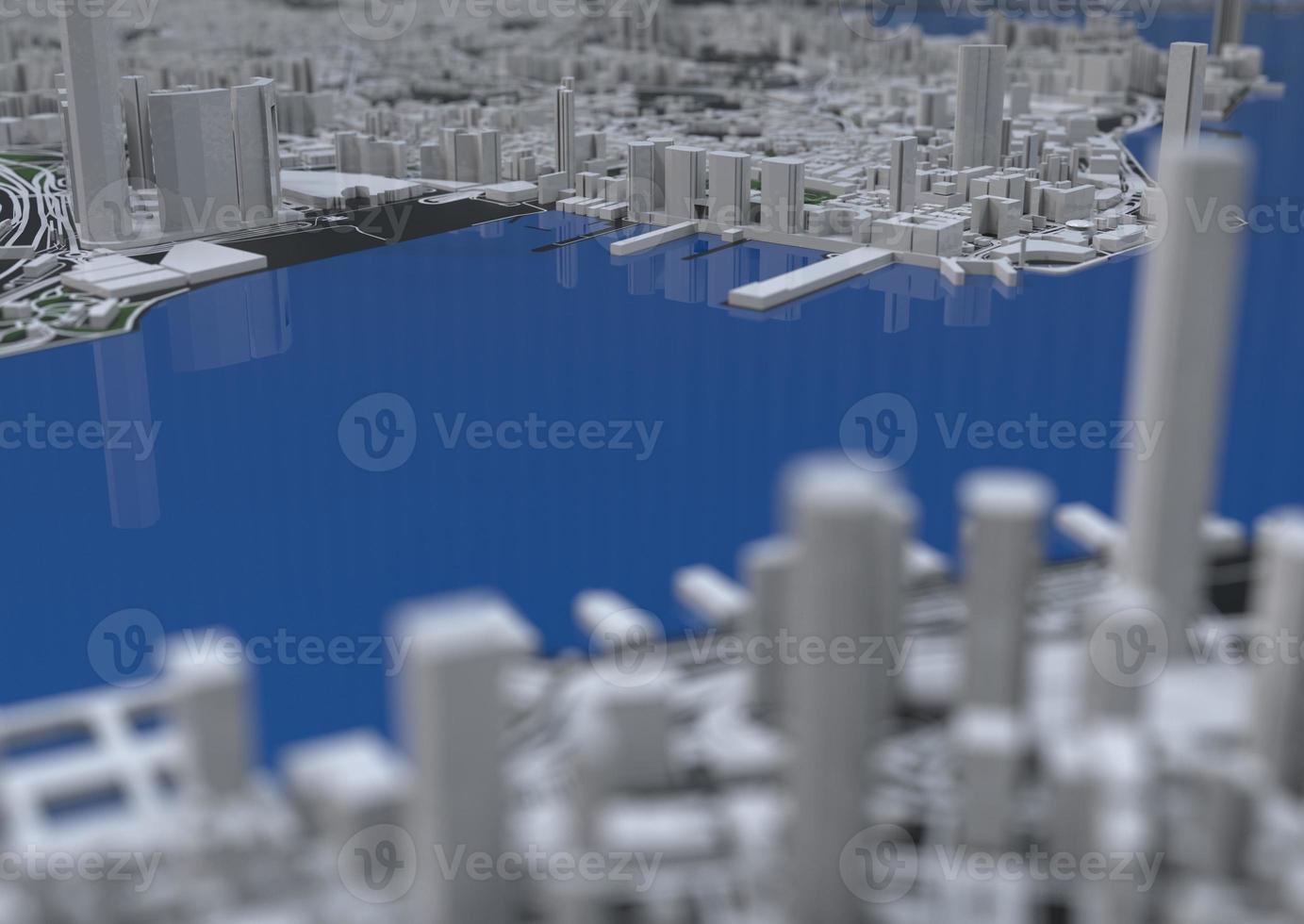 big city top view. illustration in casual graphic design. fragment hong kong 3d render photo