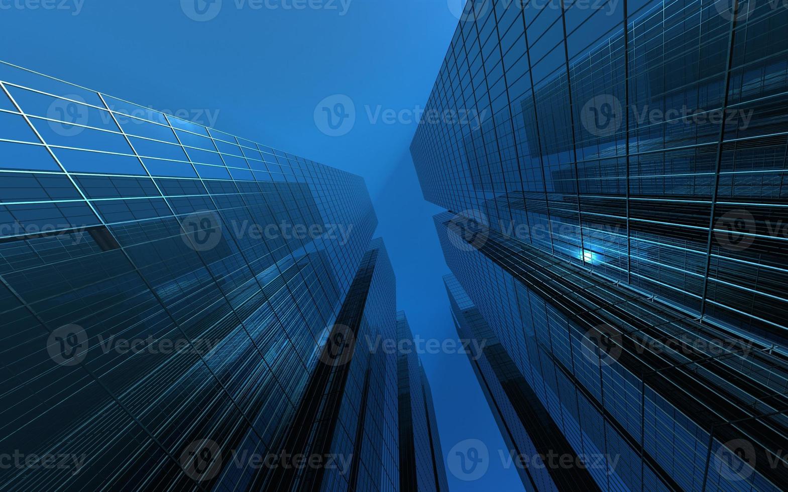 modern high-rise buildings against the sky. 3d illustration on the theme of business success and technology photo