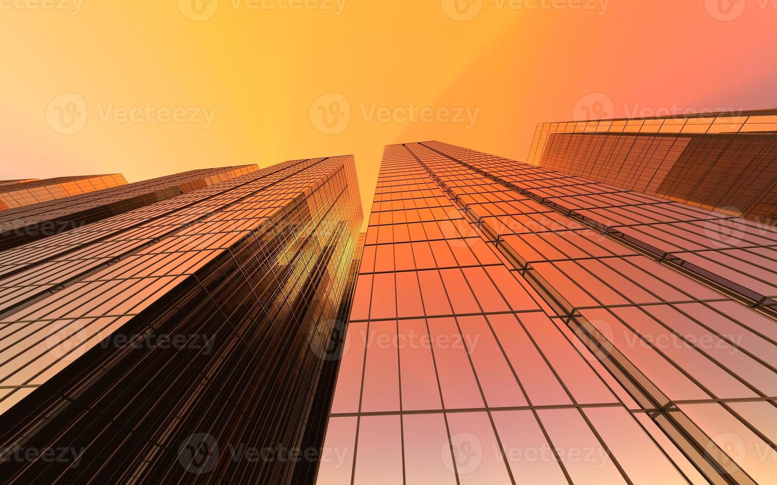 modern high-rise buildings against the sky. 3d illustration on the theme of business success and technology photo