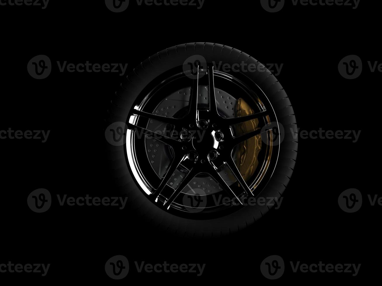 auto wheel with chrome disks close-up on a dark background. 3d render photo