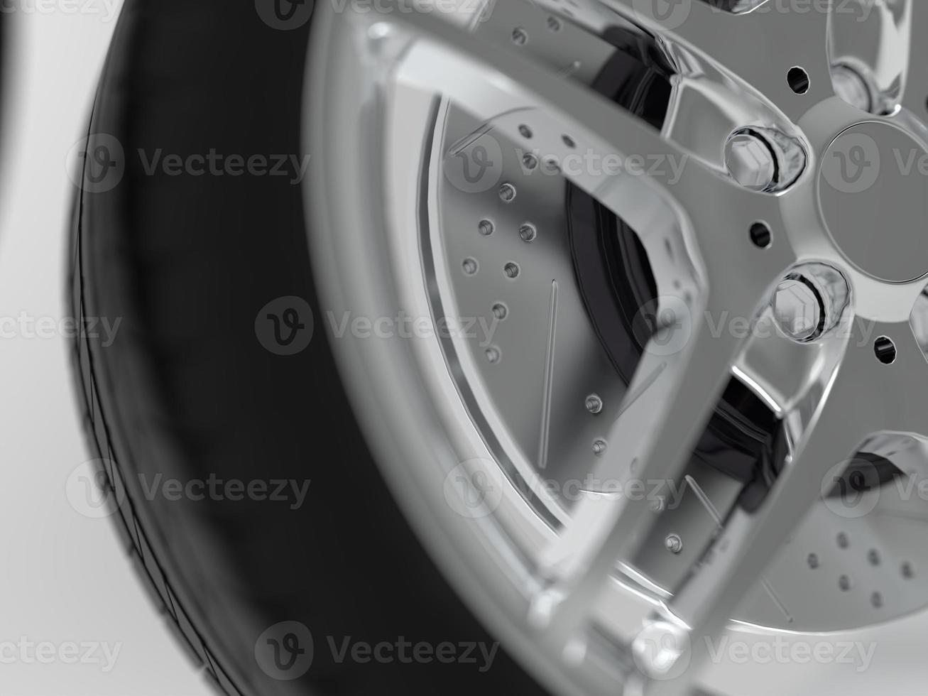 auto wheel with chrome disks close-up on a dark background. 3d render photo